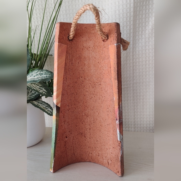 Clay Roofing Tile w/Pope John Paul ll & Blessed Virgin Mary Image Hanging decor - Picture 3 of 8